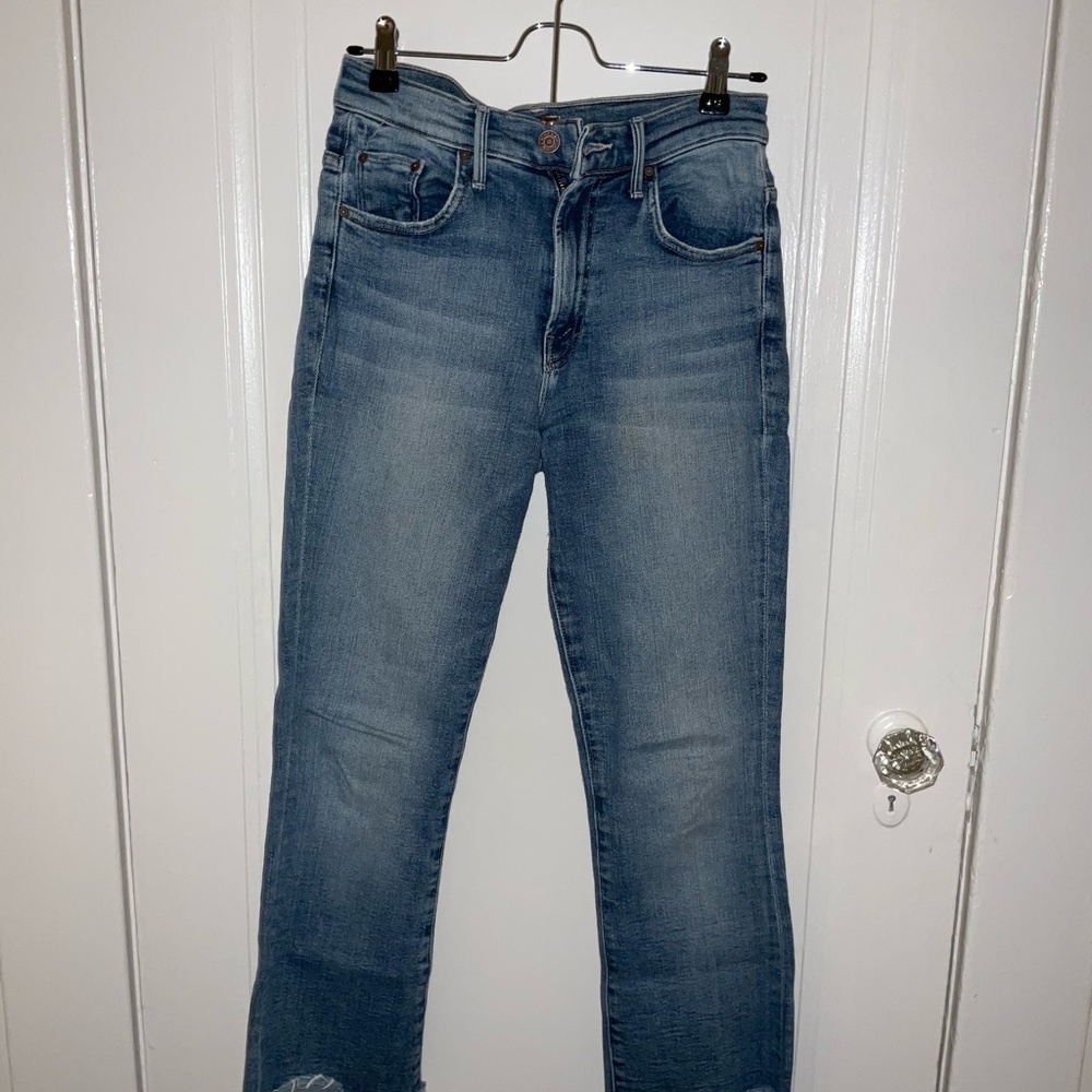 MOTHER INSIDER CROP STEP FRAY JEANS SIZE 25